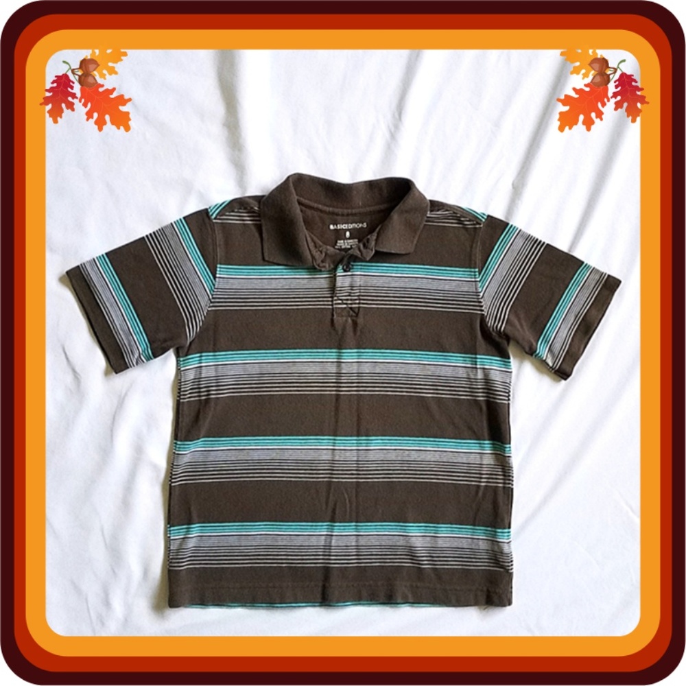 🔥3/$15🔥 Brown, White, and Blue Polo Shirt